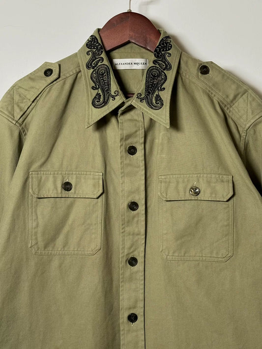 alexander mcqueen embroidered cotton shirt jacket