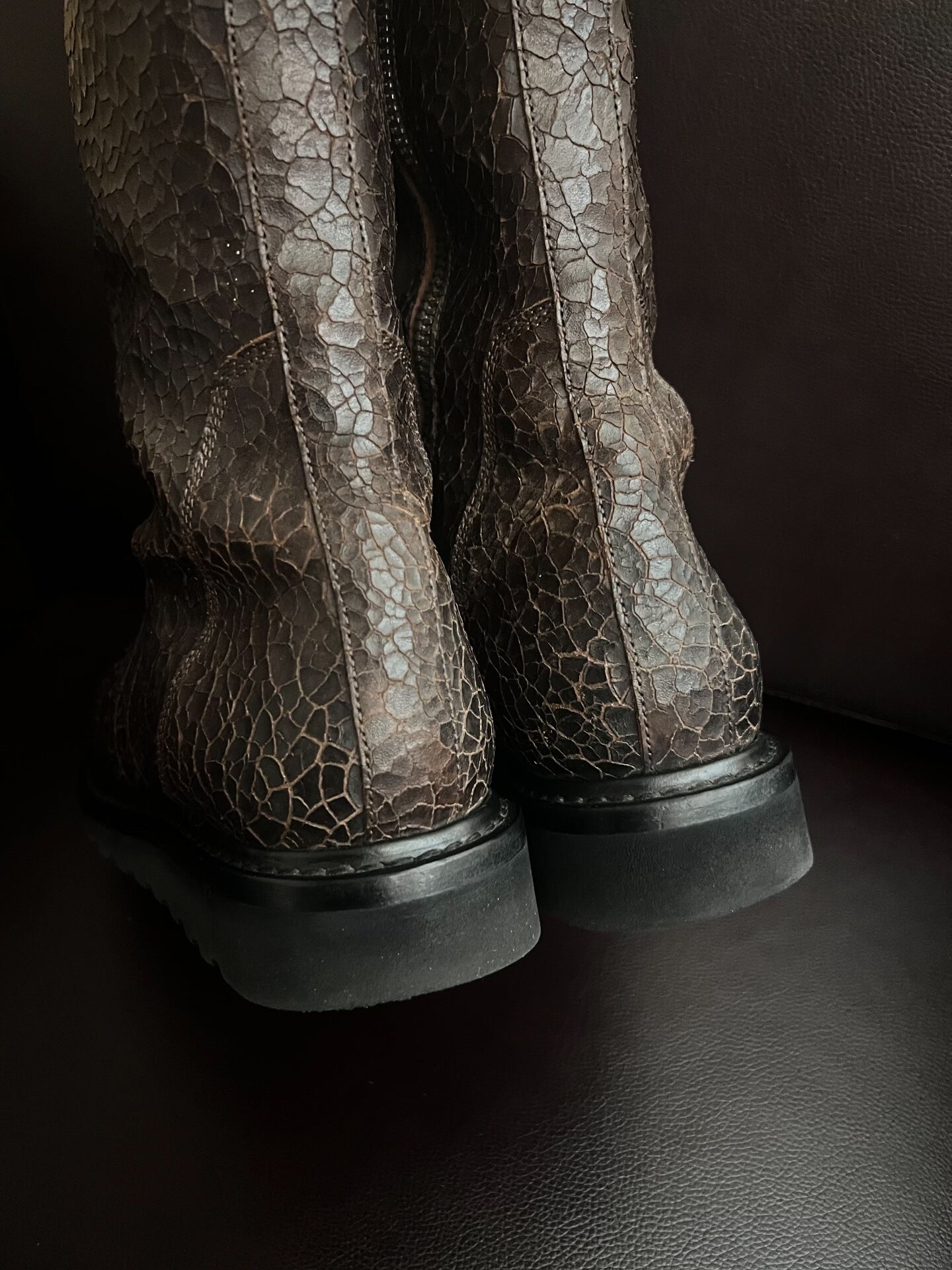 Rick Owens Cracked Leather Military Boots