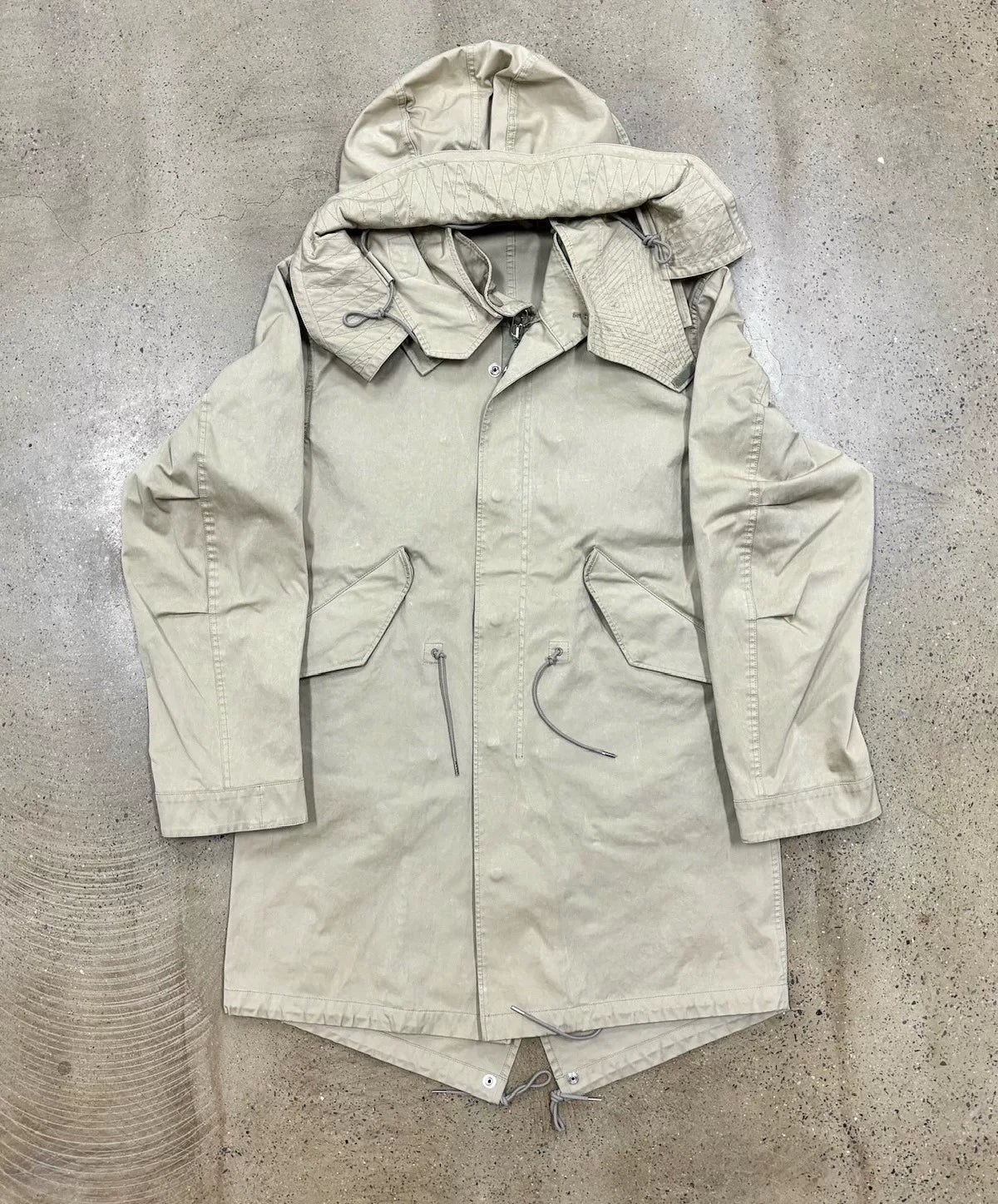 TEN C Parka Fish Tail Coat in Beige