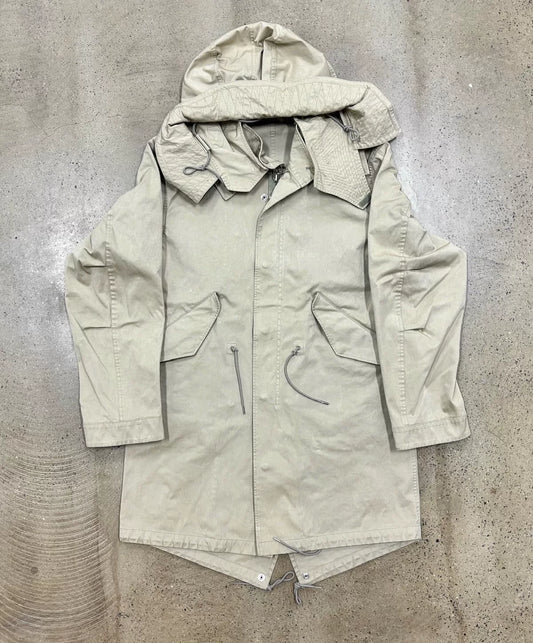 TEN C Parka Fish Tail Coat in Beige