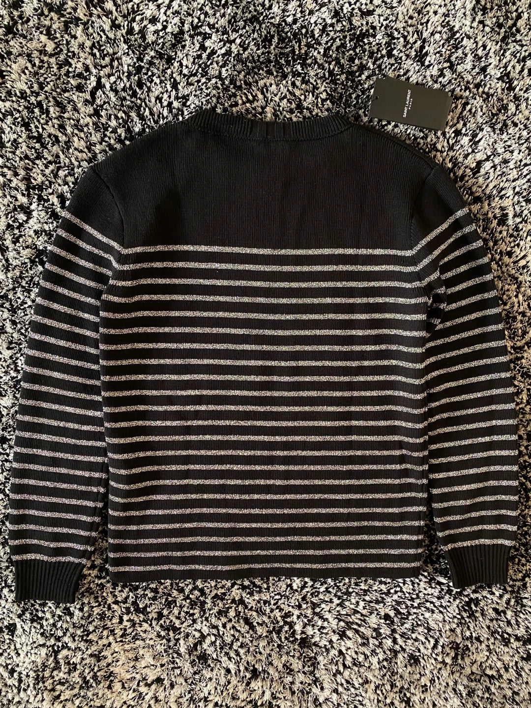 Saint Laurent Men's Silver Stripe Wool Sweater