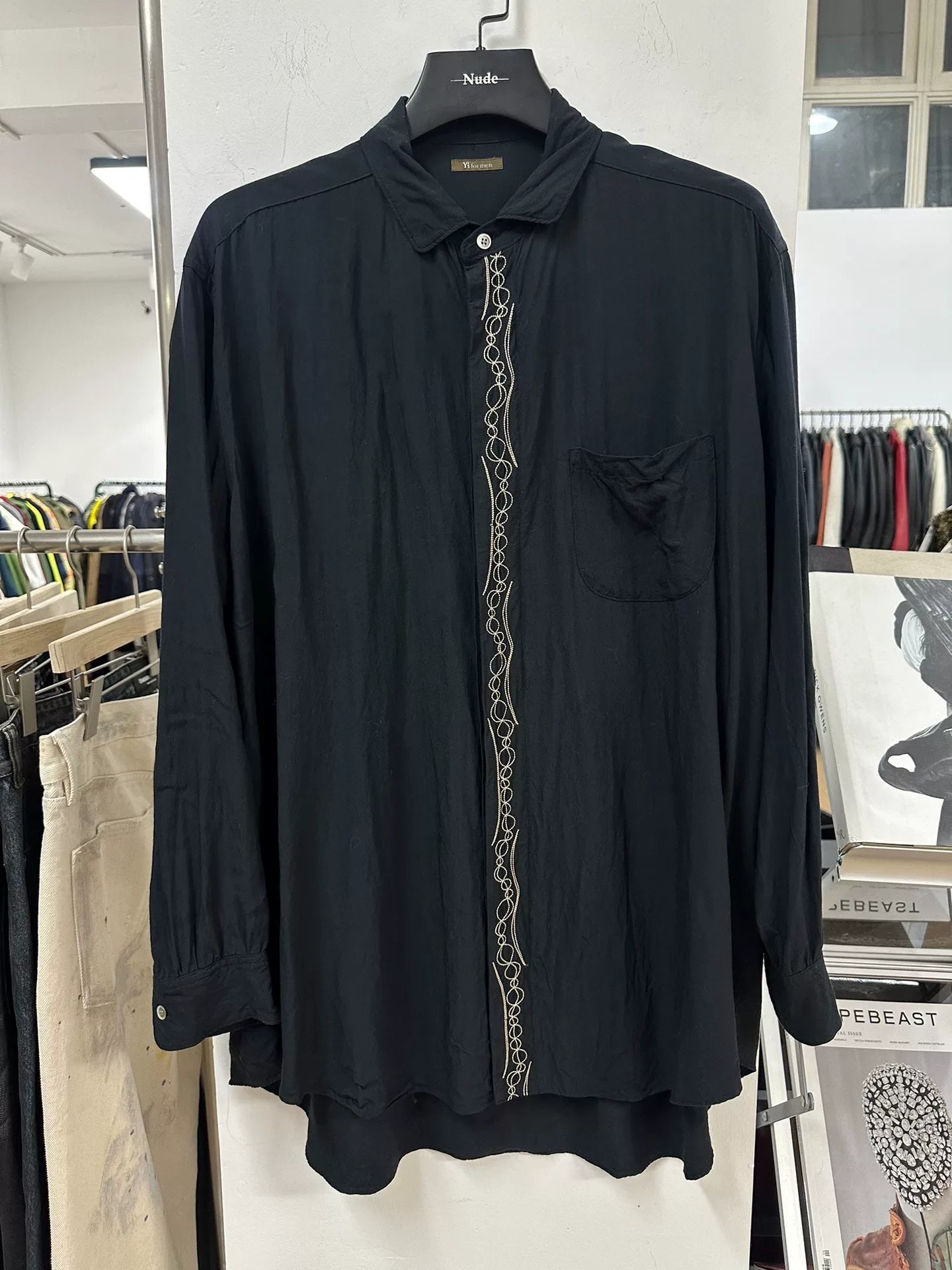 elegant black embroidered shirt for men