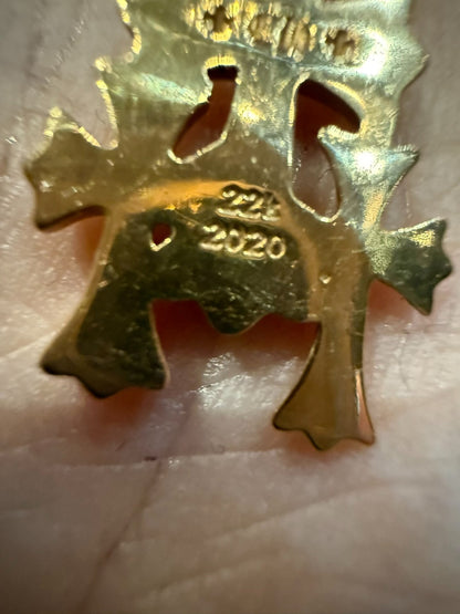 Chrome Hearts 22k Gold Cross Earrings