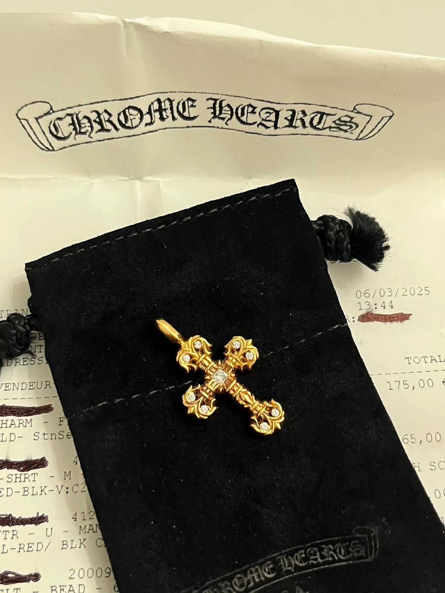 Chrome Hearts 9-Diamond Flame Cross Pendant