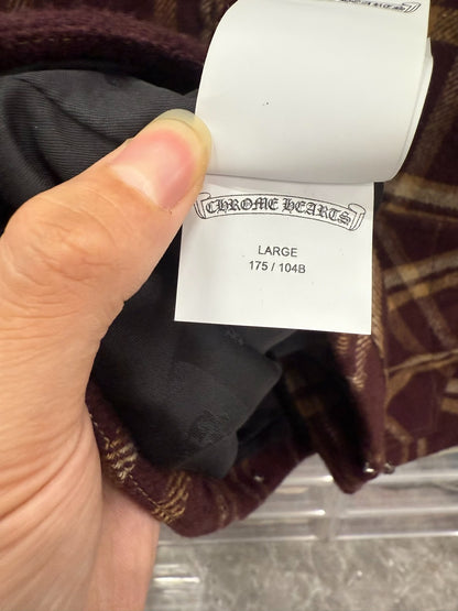 Chrome Hearts Burgundy Plaid Zip Shirt Jacket