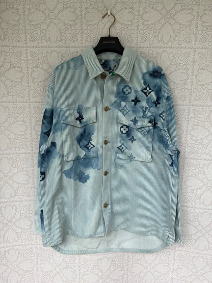 louis vuitton water ink denim jacket size L