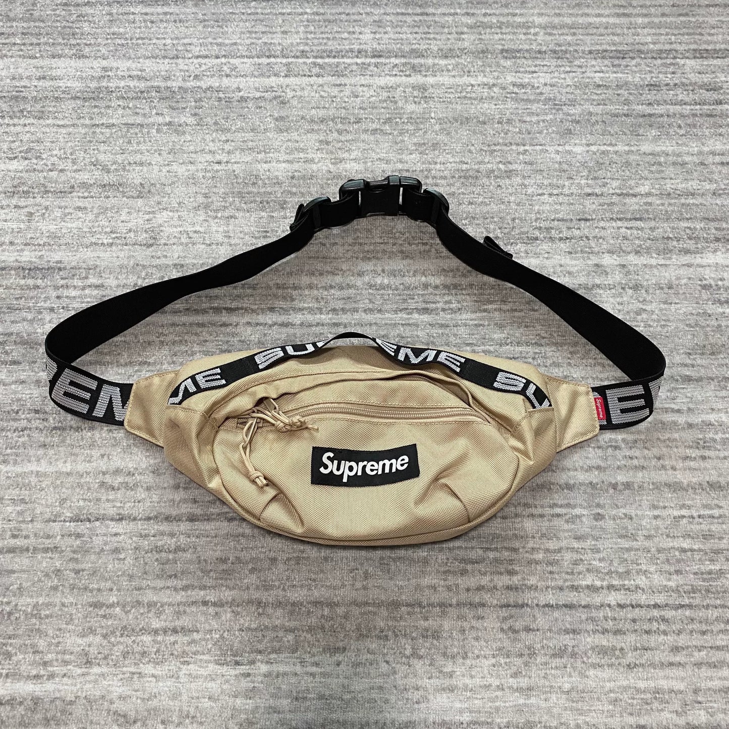 supreme khaki waist bag with shoulder strap