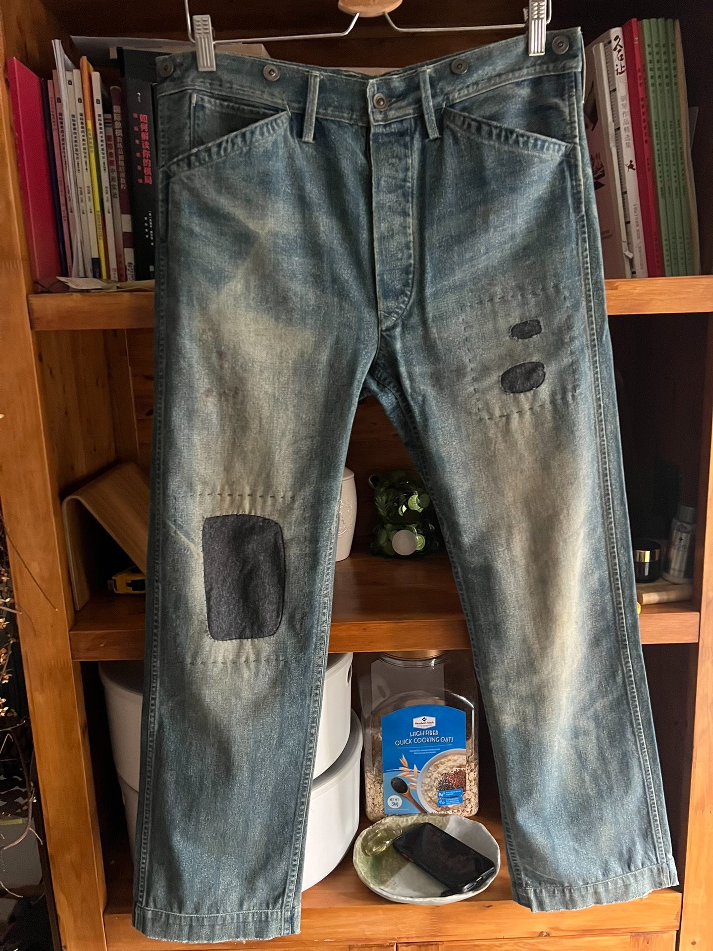 RRL Double RL Washed Distressed Suspender Work Pants