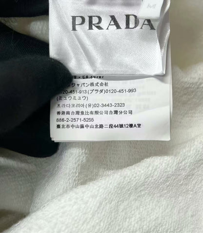 prada white logo hoodie with triangle tag