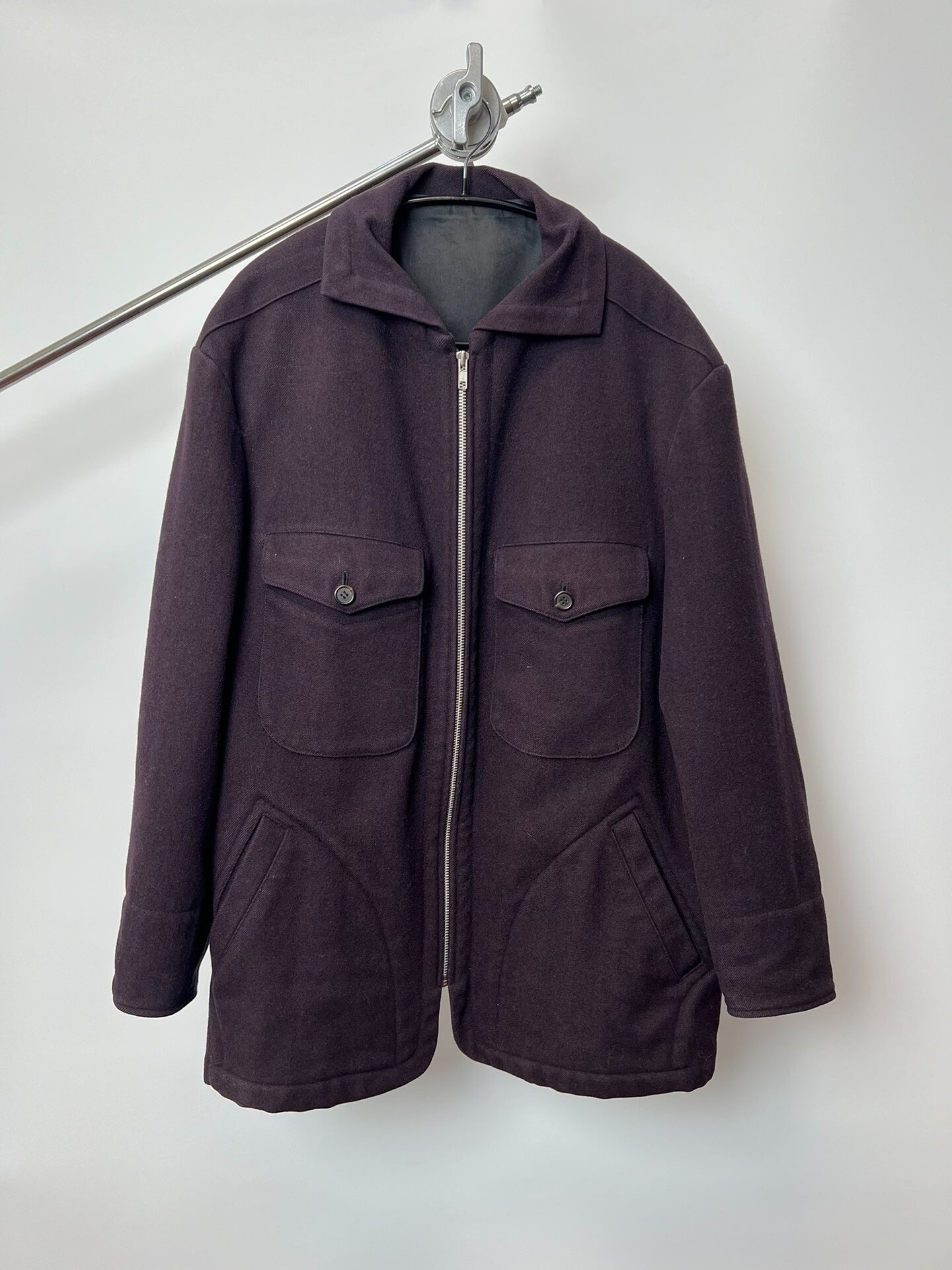 Yohji Yamamoto Purple Wool Blend Coat