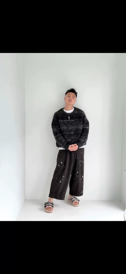 kolor black wool pants with paint splatter