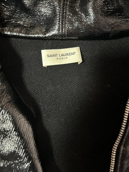 Saint Laurent Shiny Leather Hooded Jacket