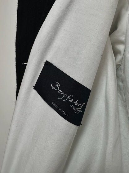 black double-breasted wool long coat