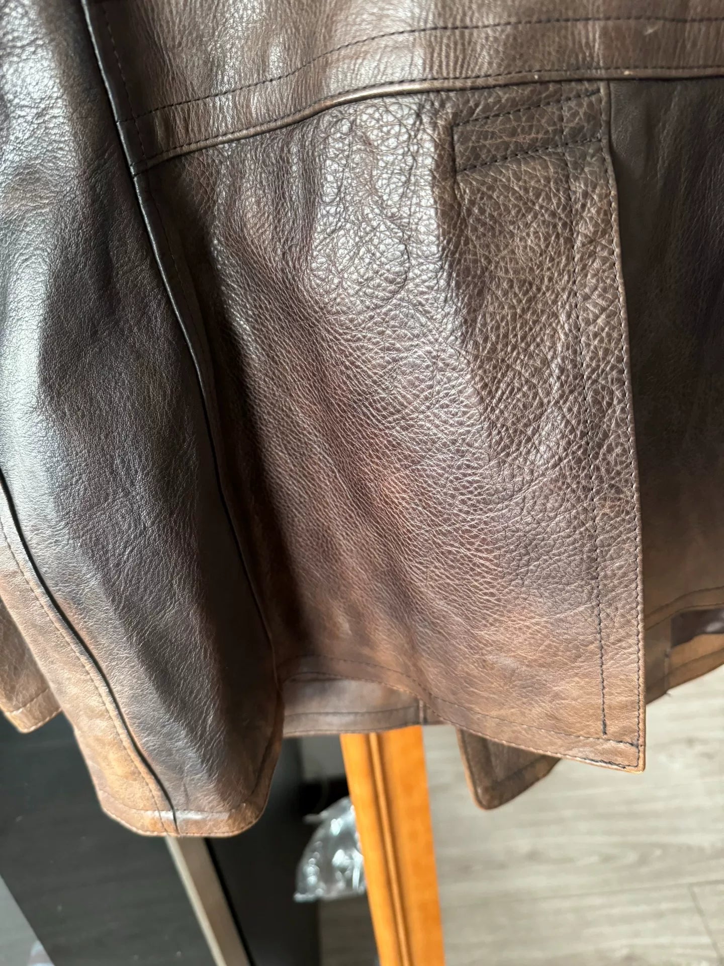 vintage rrl leather jacket in medium size