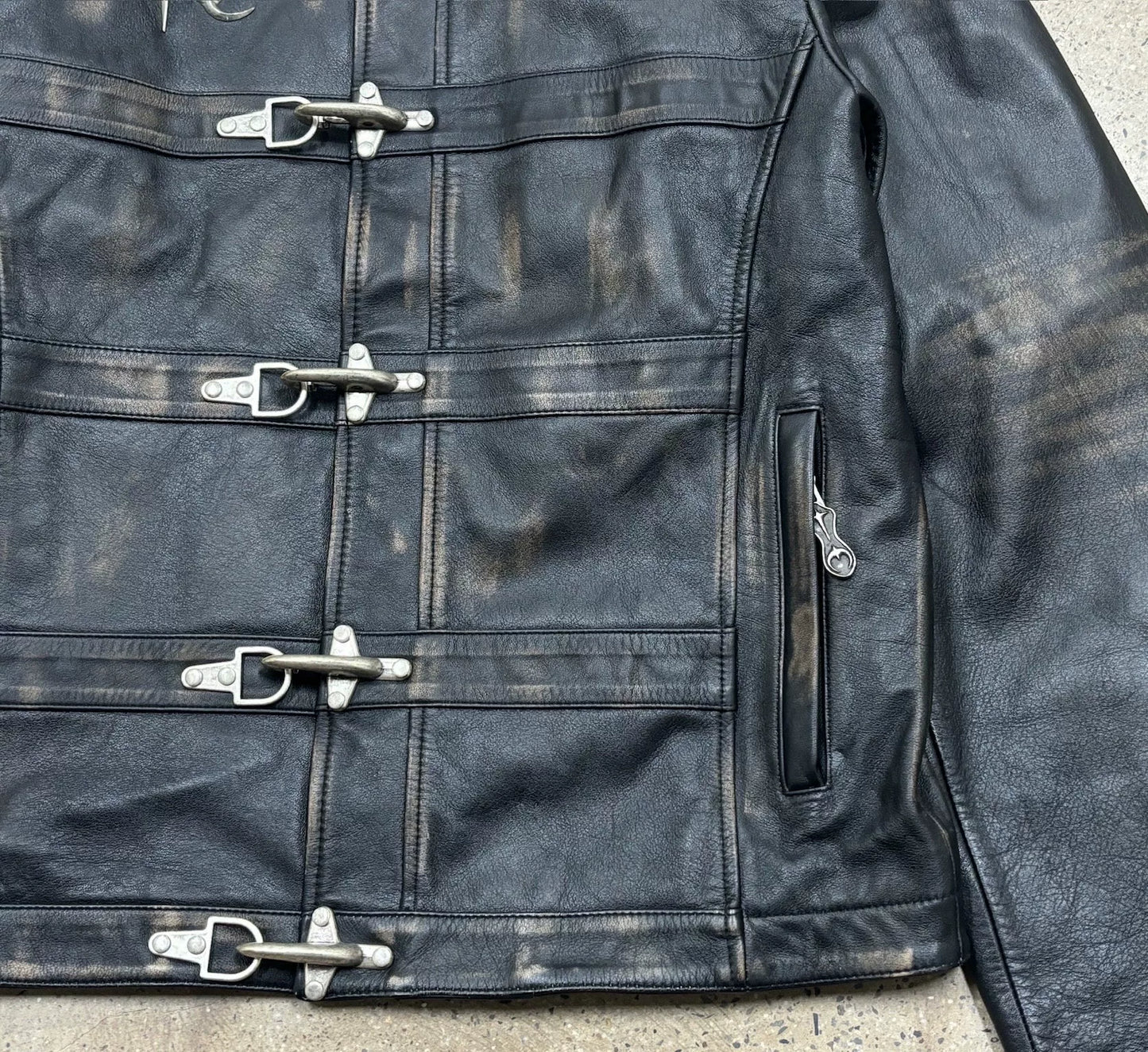 thug club vintage leather motorcycle jacket