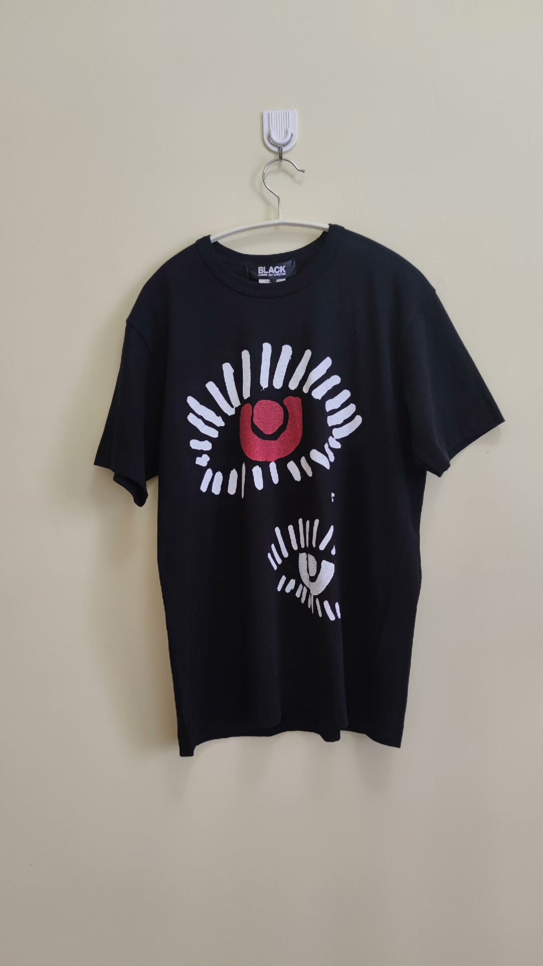 CDG Black Tee with Eye Pattern