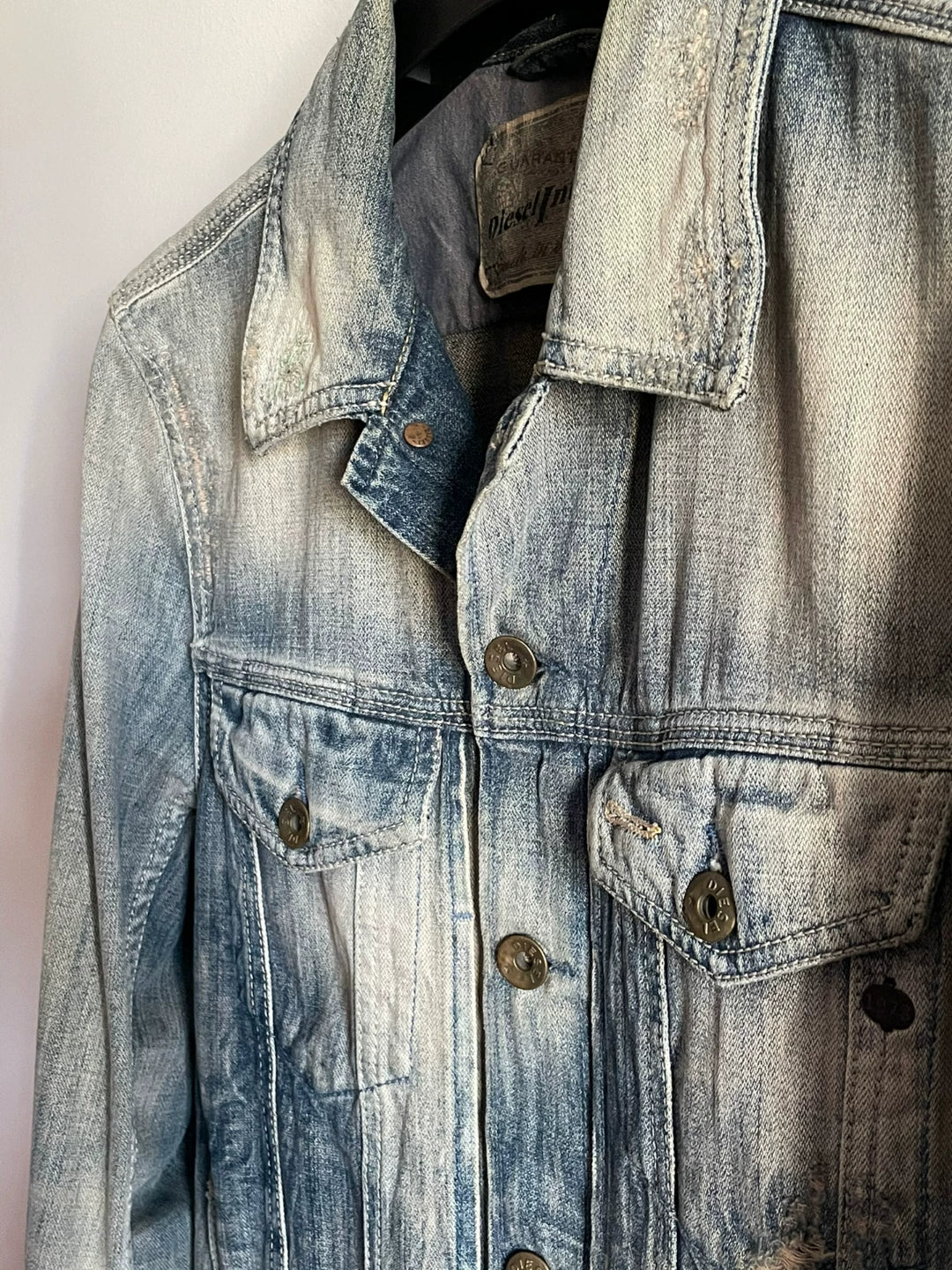 diesel yellow mud distressed denim jacket