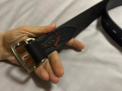 porter classic black leather belt with buckle