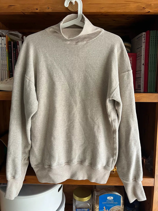 vintage high-neck plush sweatshirt in oatmeal