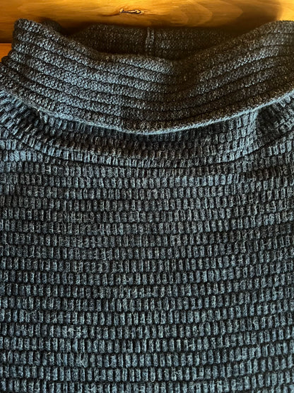 porter classic blue knit high-neck sweatshirt