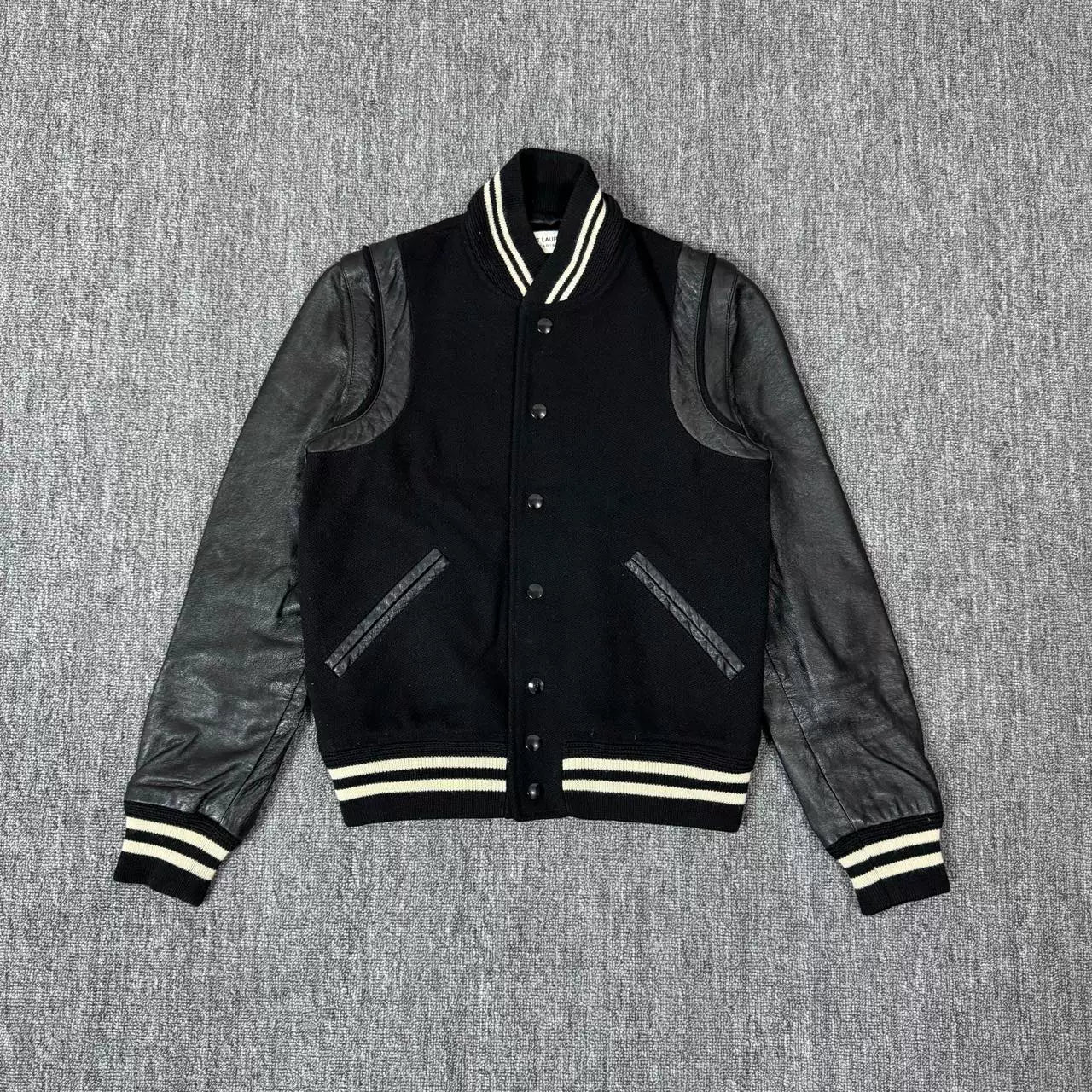 Saint Laurent Varsity Jacket with Leather Sleeves