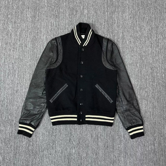 Saint Laurent Varsity Jacket with Leather Sleeves