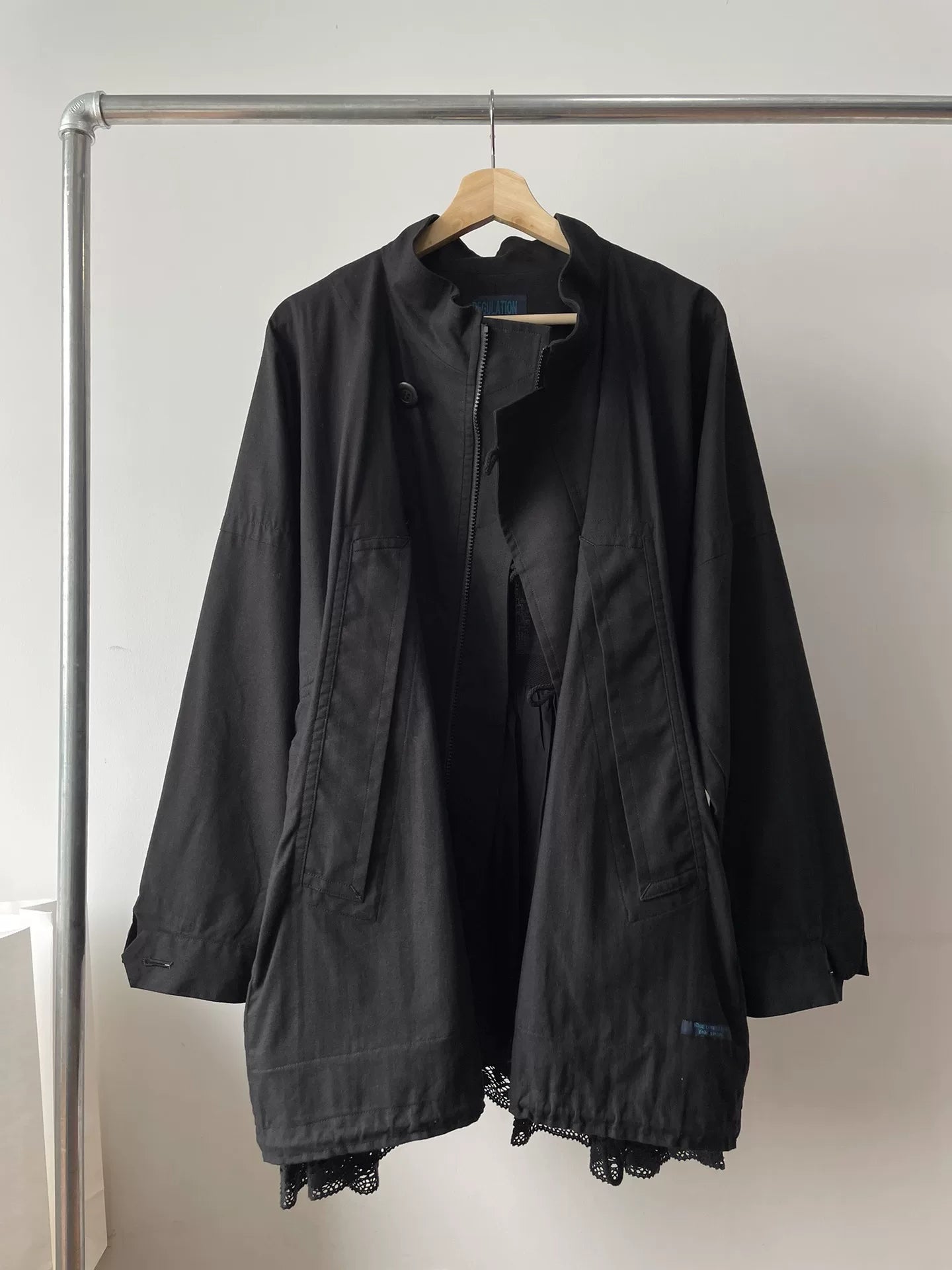 Yohji Yamamoto Cotton-Linen Black Coat