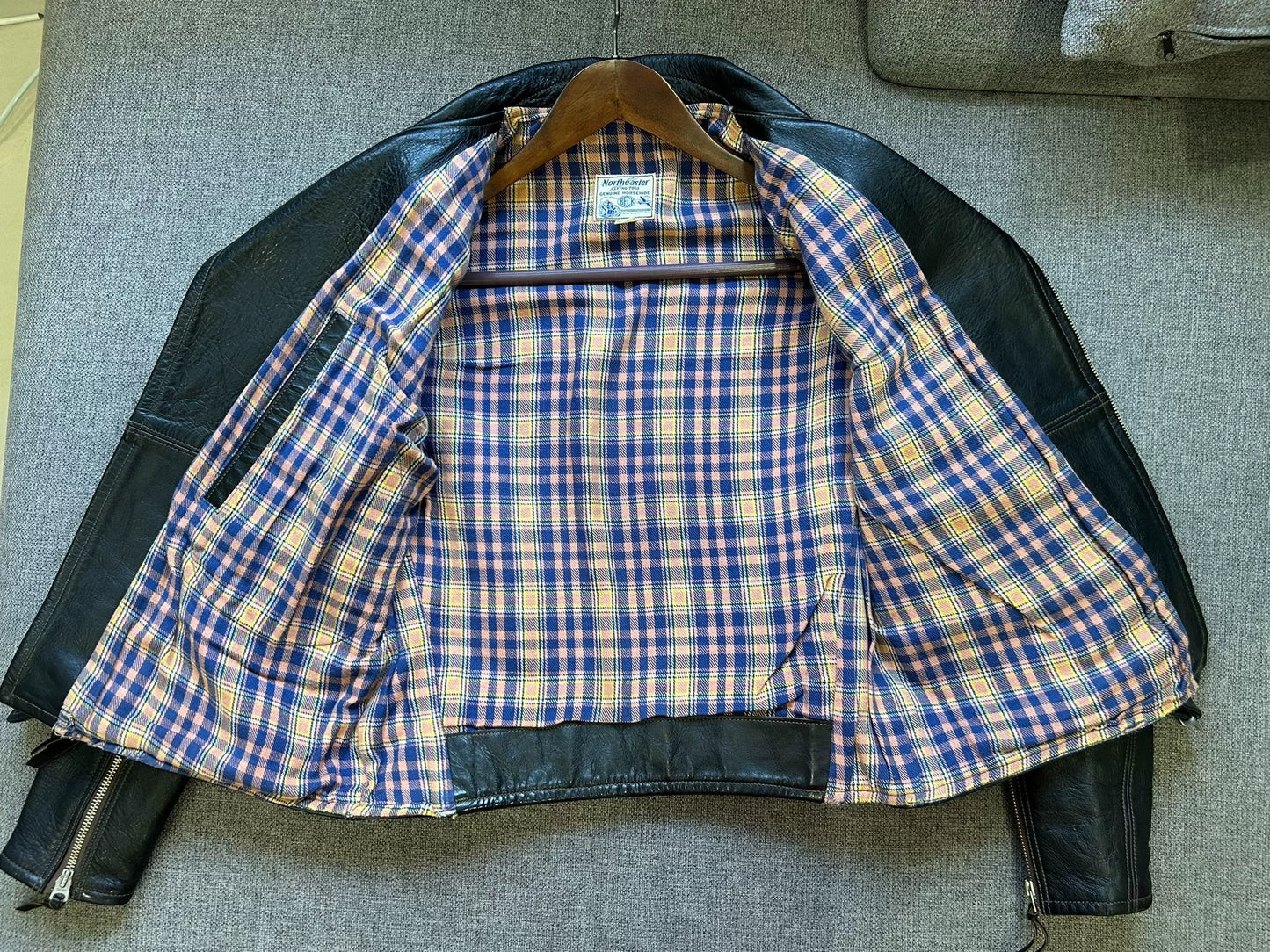 vintage black leather motorcycle jacket