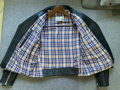 vintage black leather motorcycle jacket
