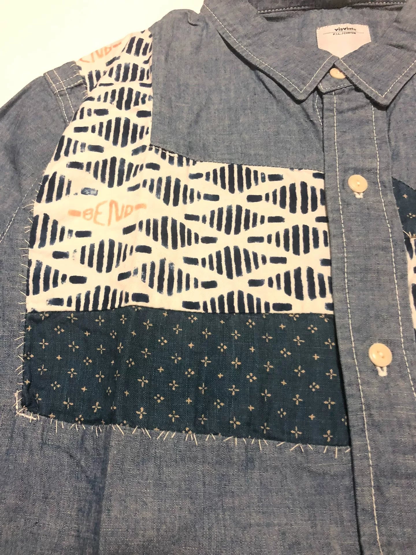 Visvim Granger Chambray Patchwork Shirt