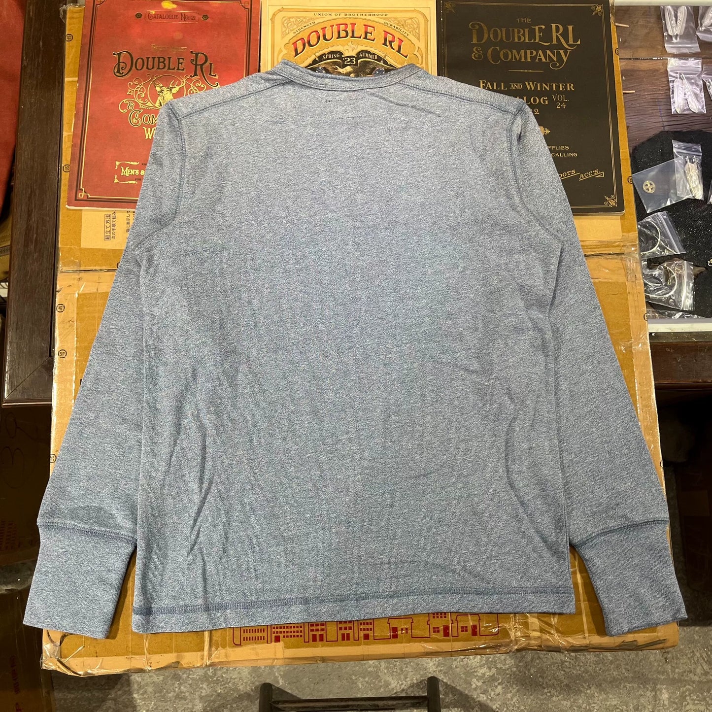 gray long sleeve henley shirt by Ralph Lauren