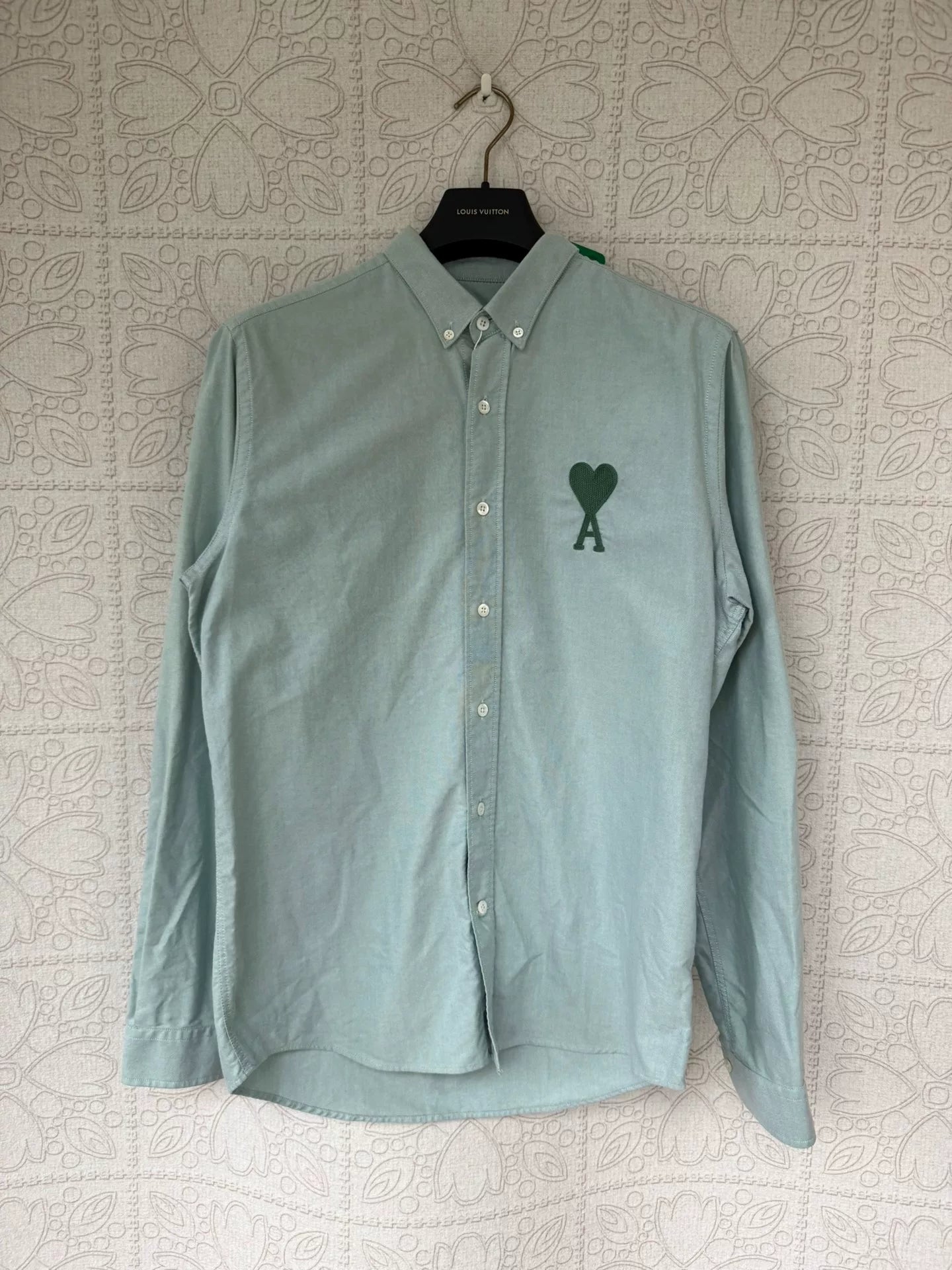 ami heart embroidered long sleeve shirt
