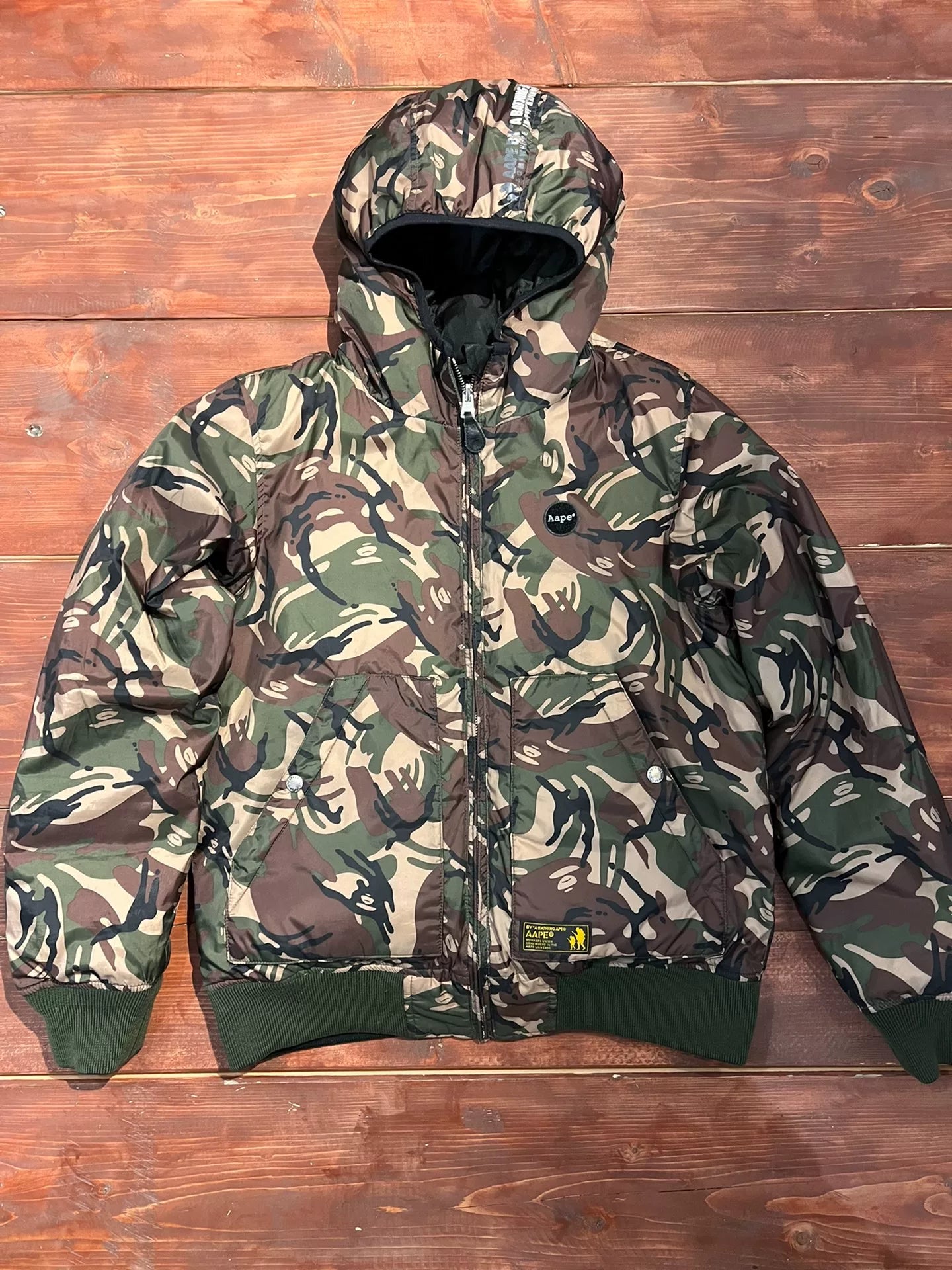 aape reversible camo down jacket size m