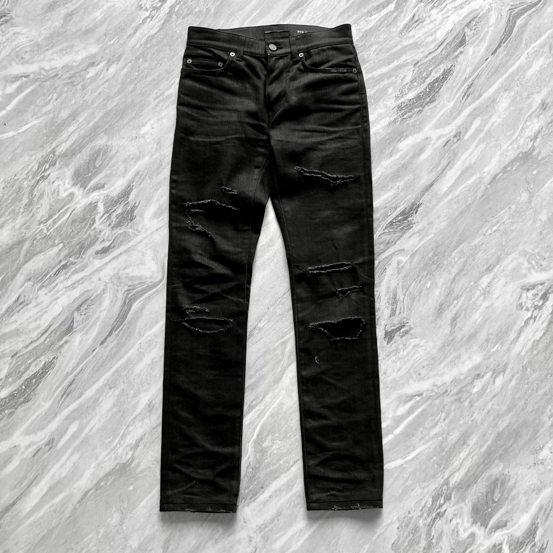 Saint Laurent 16SS Distressed Black Jeans