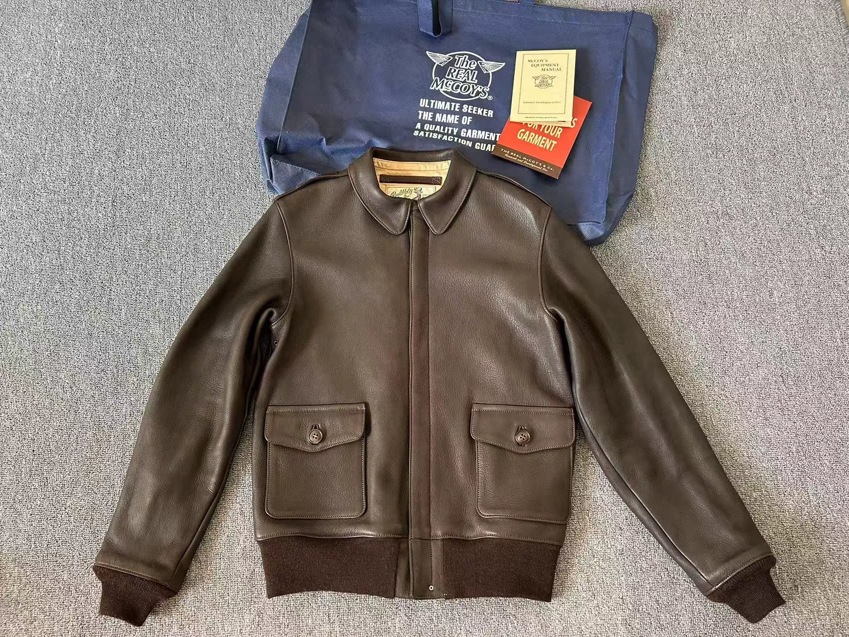 real mccoy a2 brown leather flight jacket
