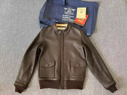 real mccoy a2 brown leather flight jacket