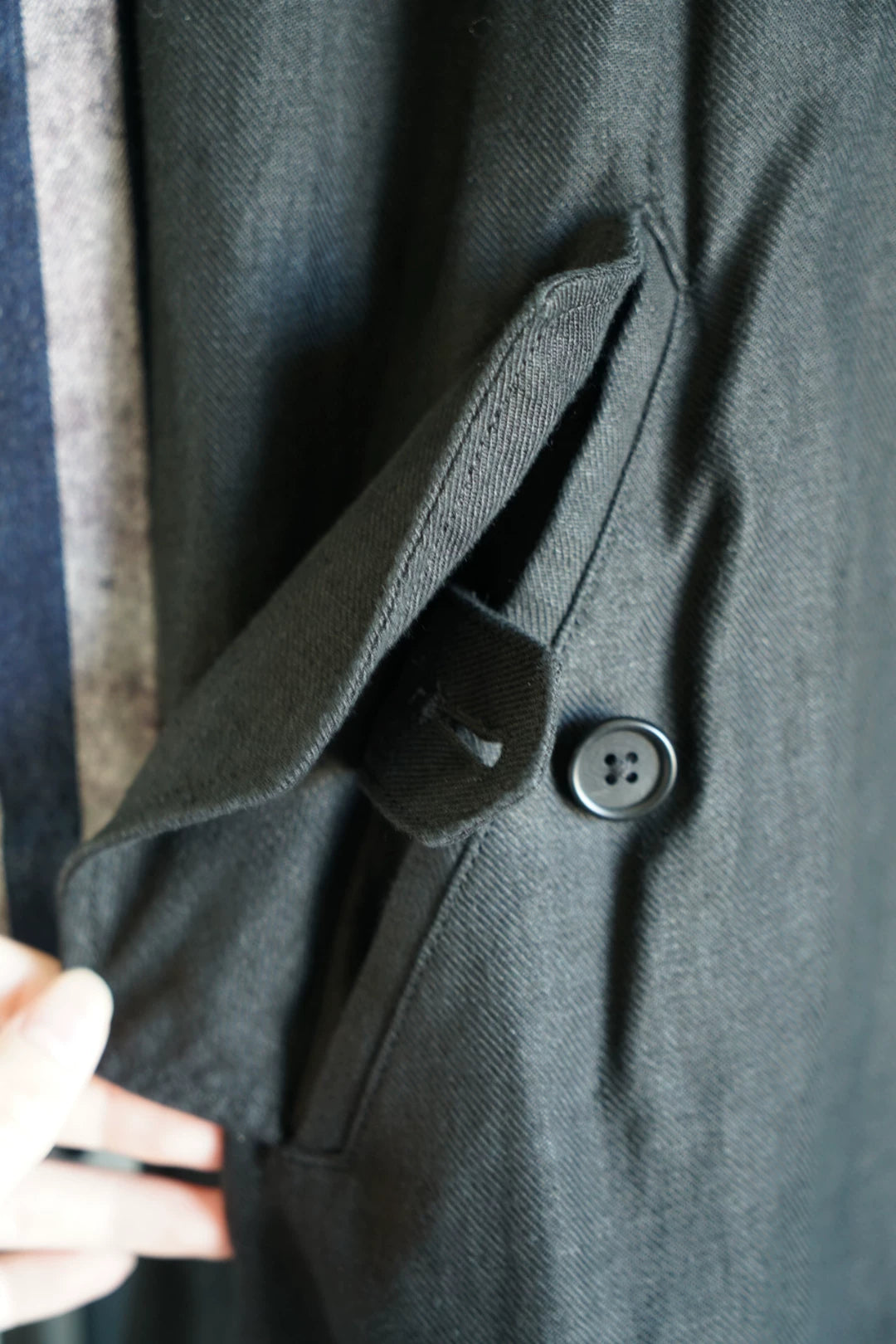 Yohji Yamamoto Striped Sleeve Linen Coat