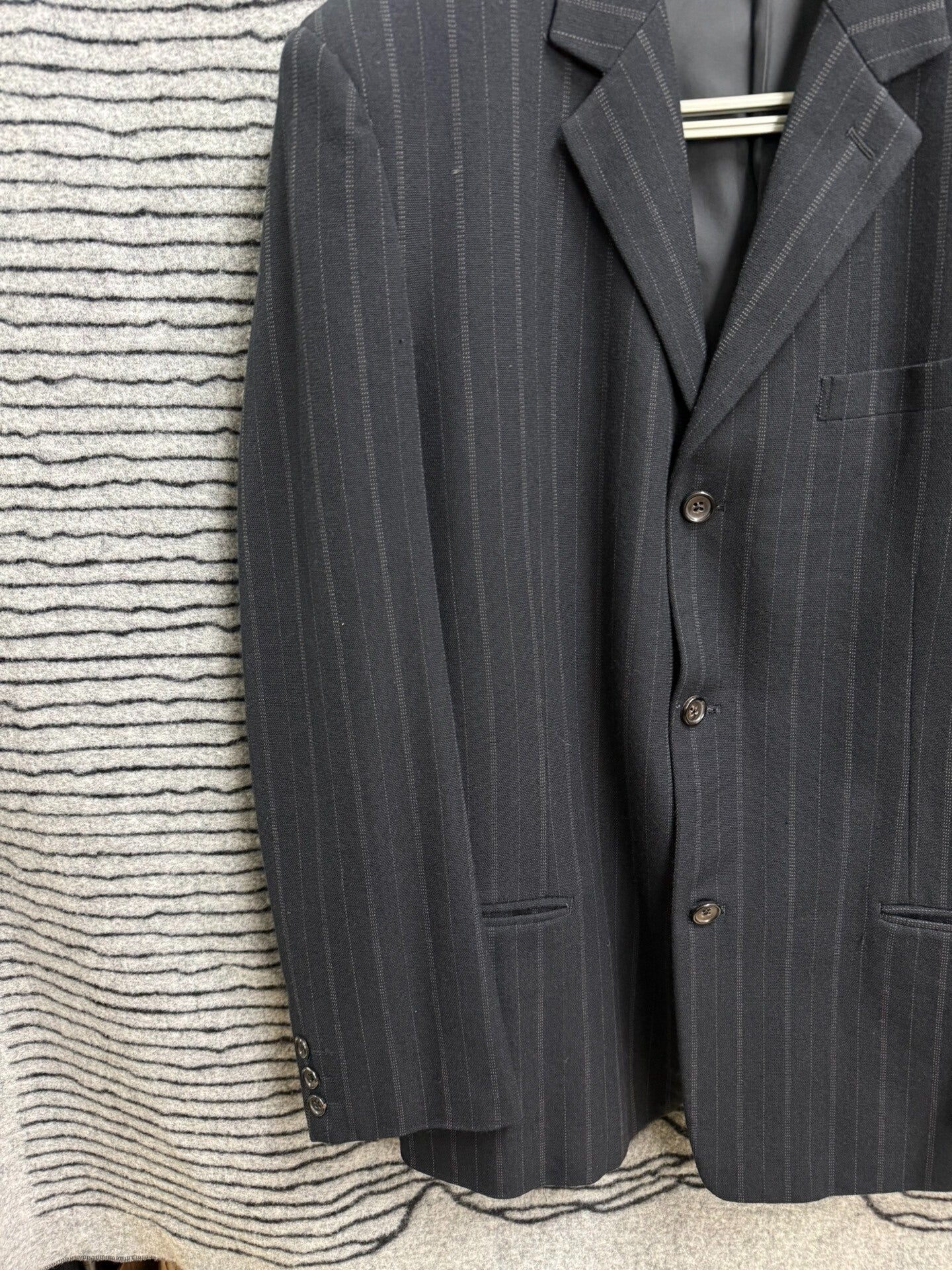 Yohji Yamamoto Y's Men's Thick Wool Striped Loose Suit