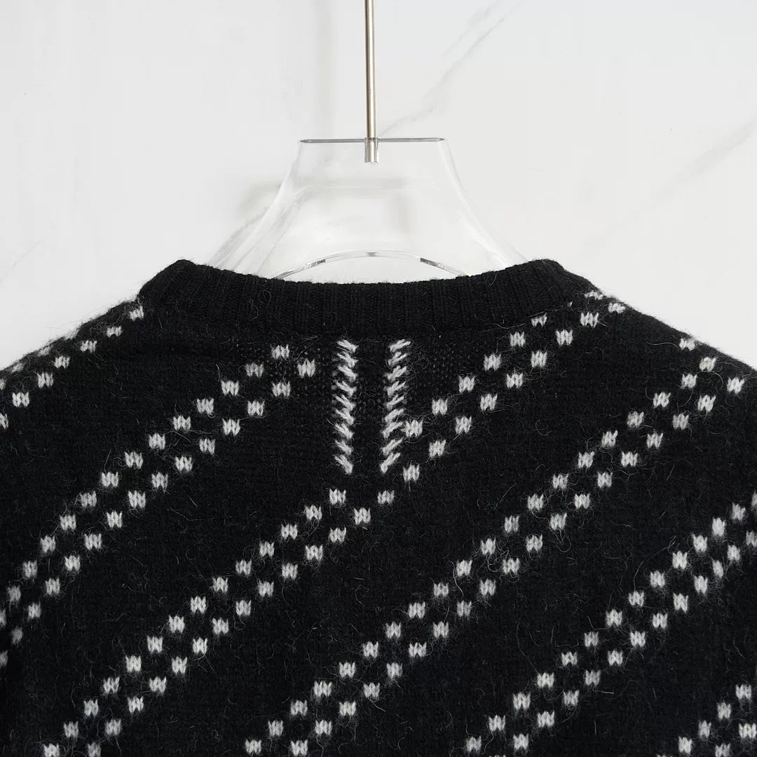Saint Laurent Men's Checked Jacquard Sweater
