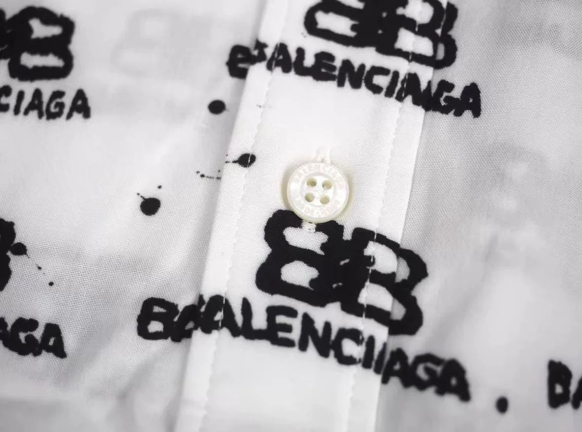balenciaga oversized all over logo shirt