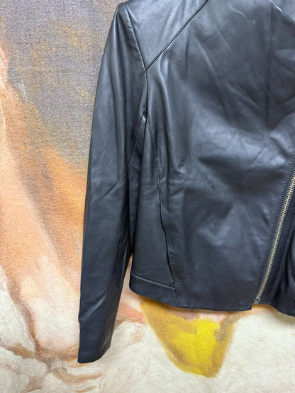 black leather motorcycle jacket size S