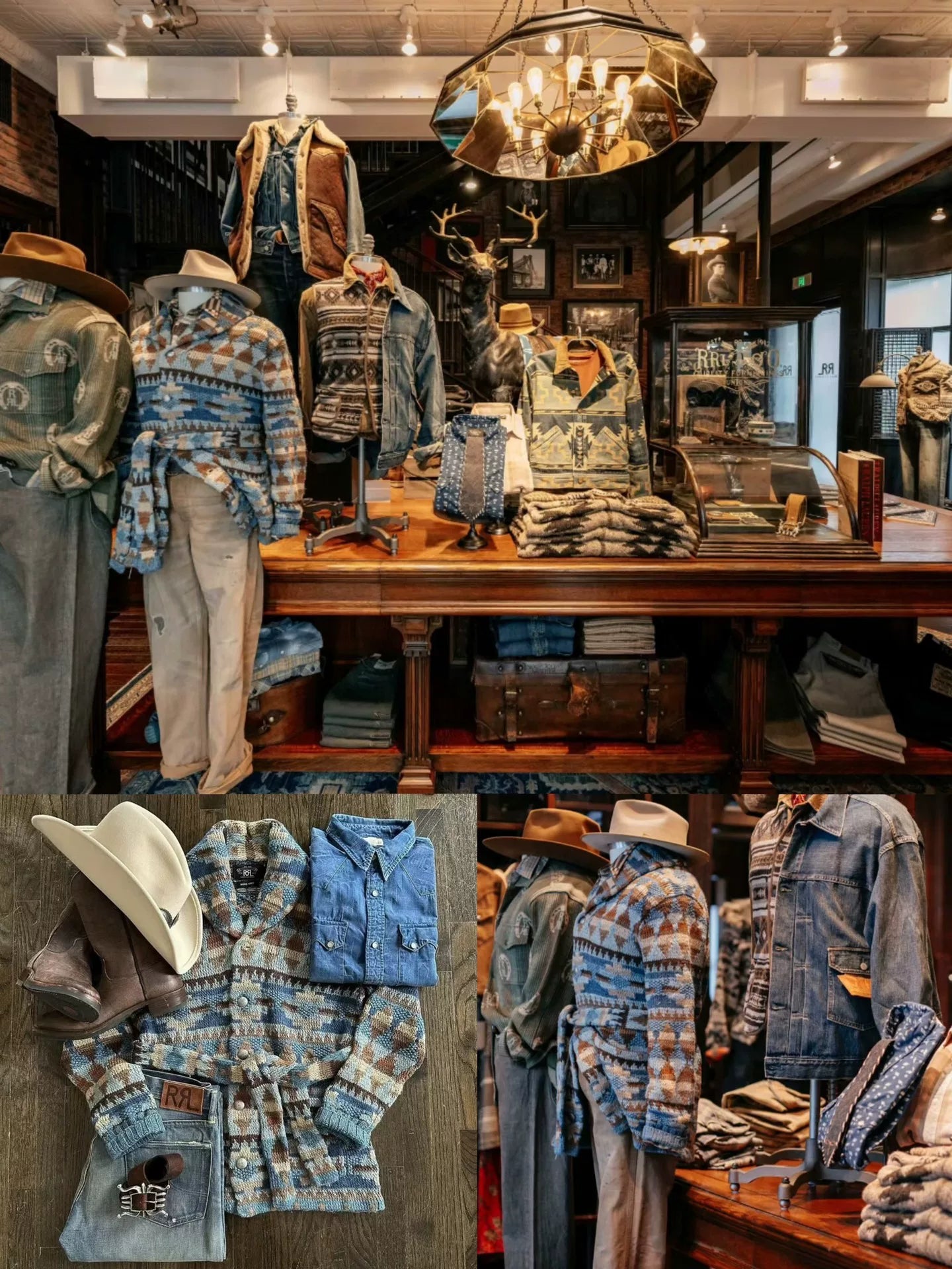 RRL Indian Totem Shawl Collar Sweater