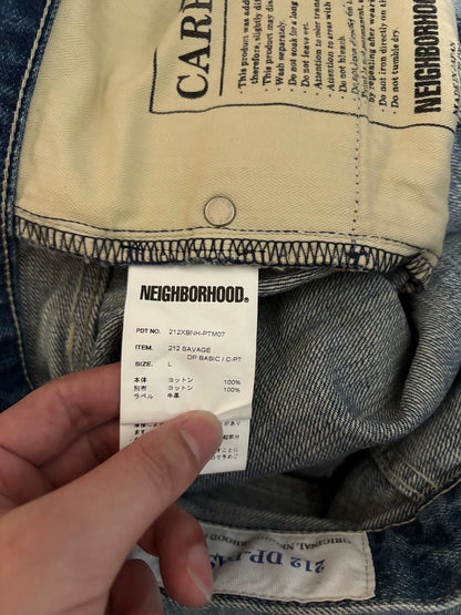 neighborhood scratch savage distressed denim pants