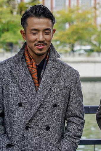 luxury black and white polo coat