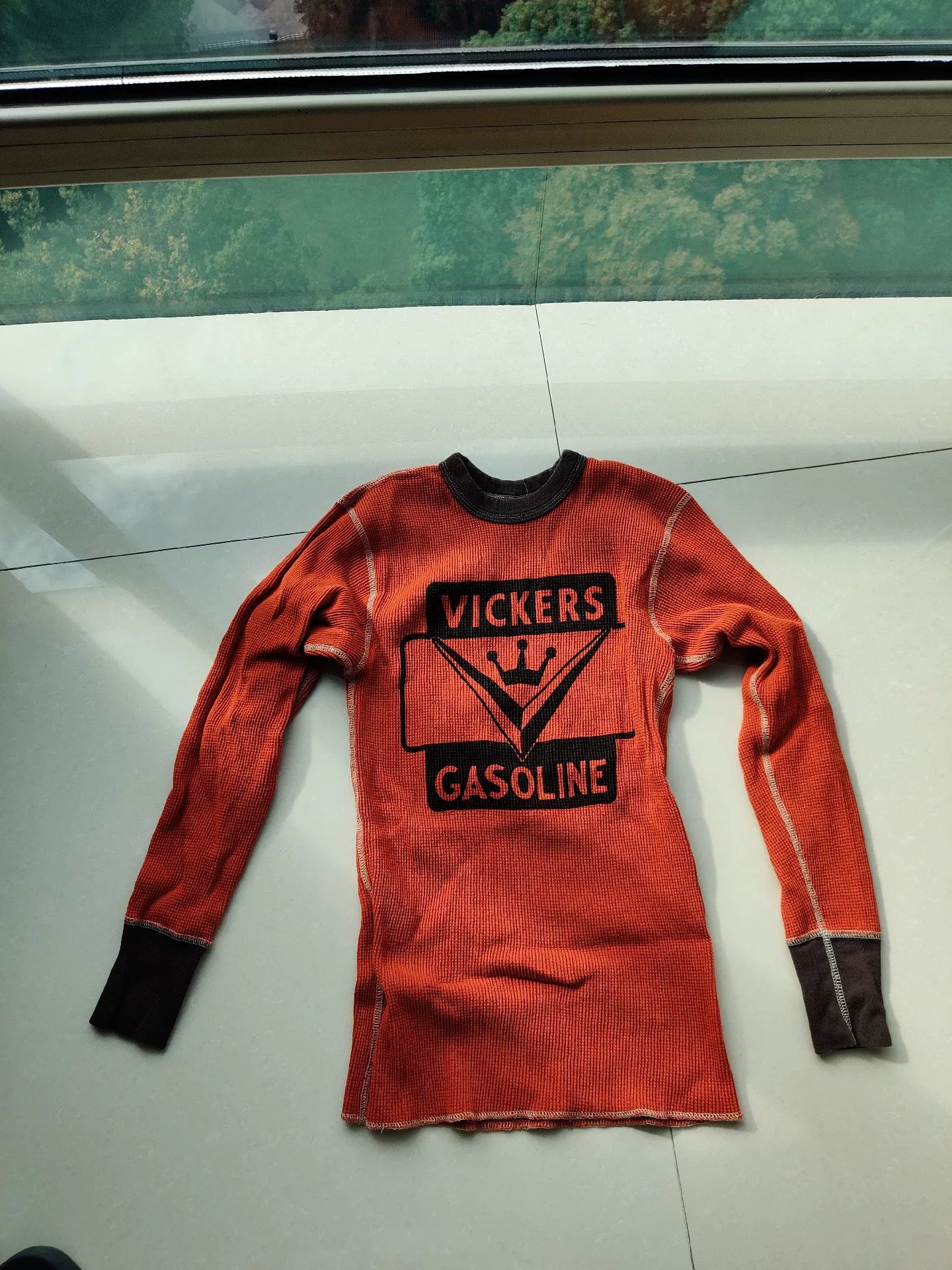 vickers gasoline long sleeve waffle shirt