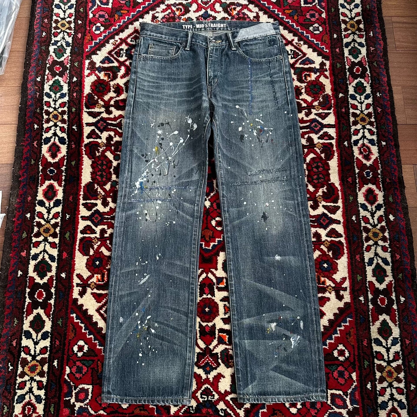 neighborhood splatter denim pants mid size