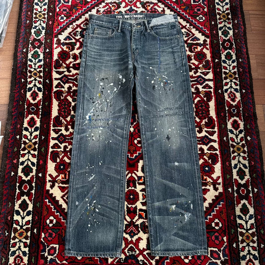 neighborhood splatter denim pants mid size