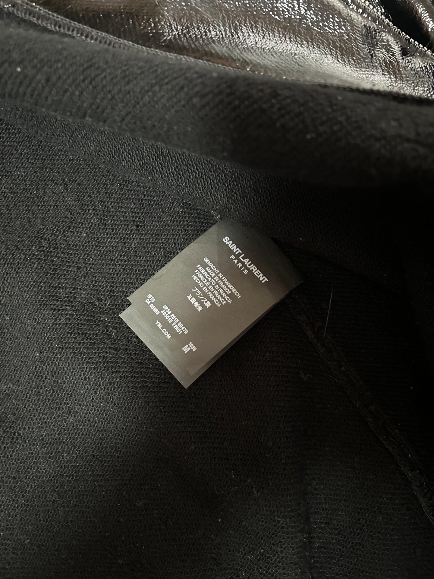 Saint Laurent Shiny Leather Hooded Jacket