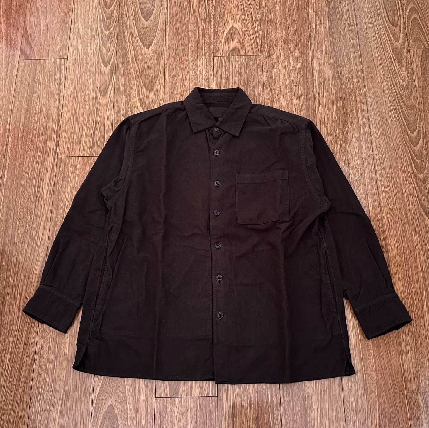 yokosakamoto oversized flannel shirt in black