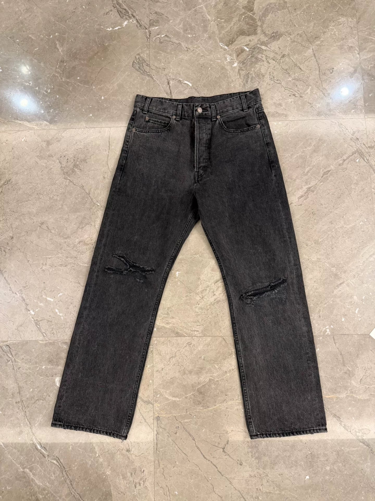 Celine Hedi Slimane Gray Distressed Jeans